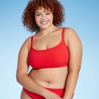 Juniors' Plus Size Terry Bralette Bikini Top - Xhilaration Red