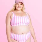Women's Plus Size Striped Bralette Bikini Top - Stoney Clover Lane X Target Pink
