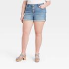 Women's Plus Size Midi Jean Shorts - Ava & Viv Indigo