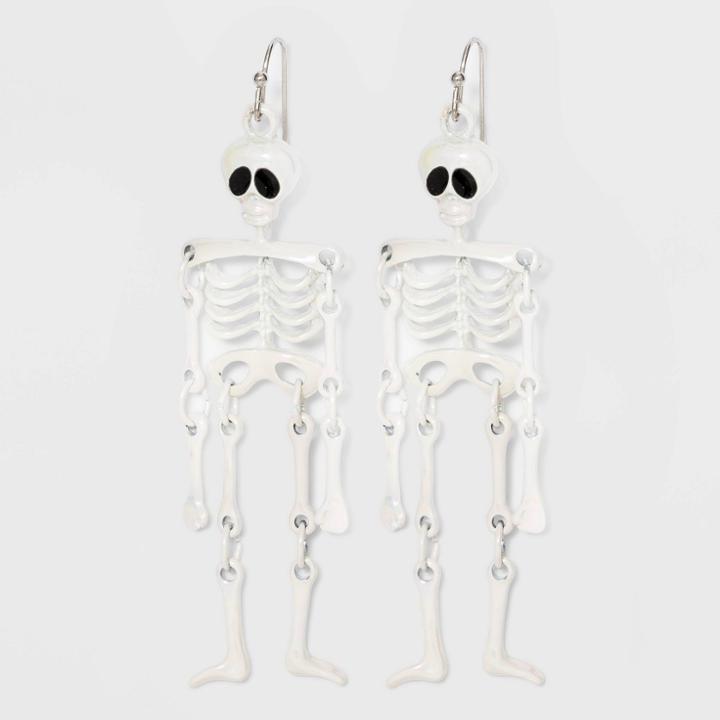 No Brand Skeleton Drop Earrings - White