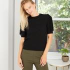 Women's Crewneck Ruffle Detail Pullover Sweater - Who What Wear Black