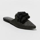 Women's Antoinette Wide Width Woven Tassle Pointed Mules - A New Day Black 9.5w,