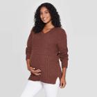 Maternity Long Sleeve Waffle Pullover - Isabel Maternity By Ingrid & Isabel Heather Brown