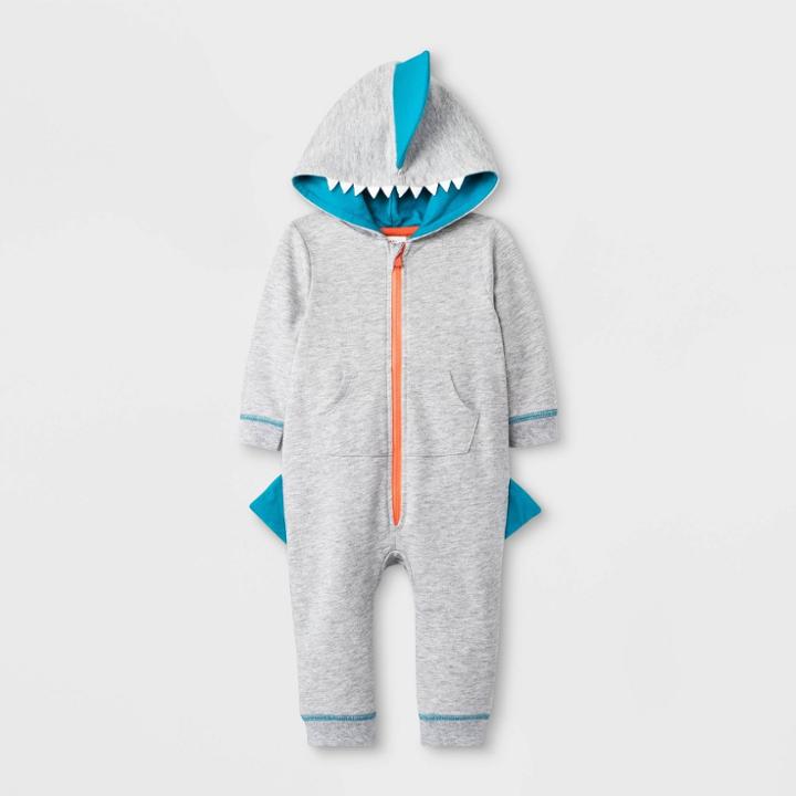 Baby Boys' Shark Romper - Cat & Jack Gray Newborn, Kids Unisex