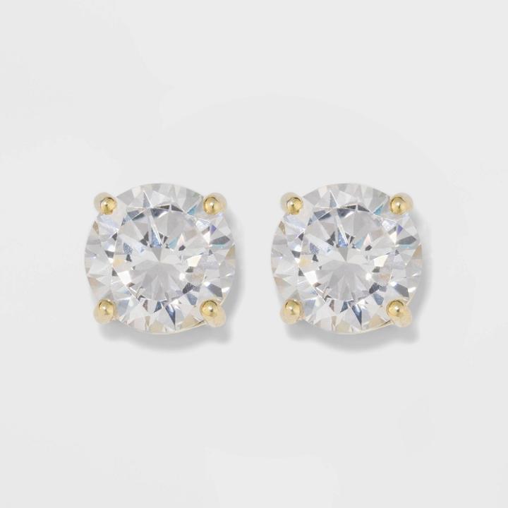 Target Gold Over Sterling Silver Round Cubic Zirconia Stud Fine Jewelry Earrings - A New Day Gold/clear