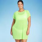 Women's Mesh Cover Up Short Sleeve Mini Dress - Wild Fable Green