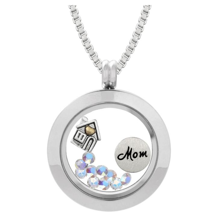 Target Women's Mom Crystal Locket With Charms In Stainless Steel