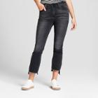 Women's High-rise Raw Hem Kick Bootcut Crop Jeans - Universal Thread Black