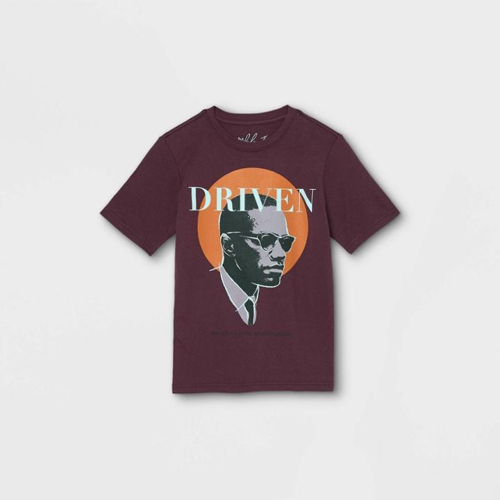 Iml Black History Month Kids' Malcolm X Short Sleeve T-shirt - Plum Purple