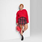 Women's Plus Size Crewneck Boxy Pullover Sweater - Wild Fable Red