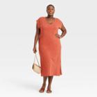 Women's Plus Size Sleeveless Modern Knit Dress - Universal Thread Rust