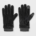 Men's Faux Fur Lined Tech Touch Pig Suede Gloves - Goodfellow & Co Black L, Men's,