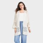 Women's Long Sleeve Lace Detail Kimono Jacket - Knox Rose White