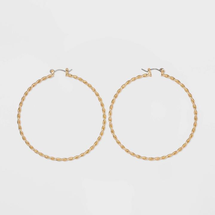 Gold-tone Twisted Hoop Earrings - Wild Fable Gold