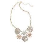 Distributed By Target Women's Metal Bib Necklace With Six Stone Flowers - Pink