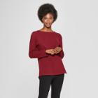 Women's Long Sleeve Structured Knit Top - A New Day Burgundy (red)