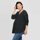 Maternity Long Sleeve Nursing Button Side Pullover - Isabel Maternity By Ingrid & Isabel Green
