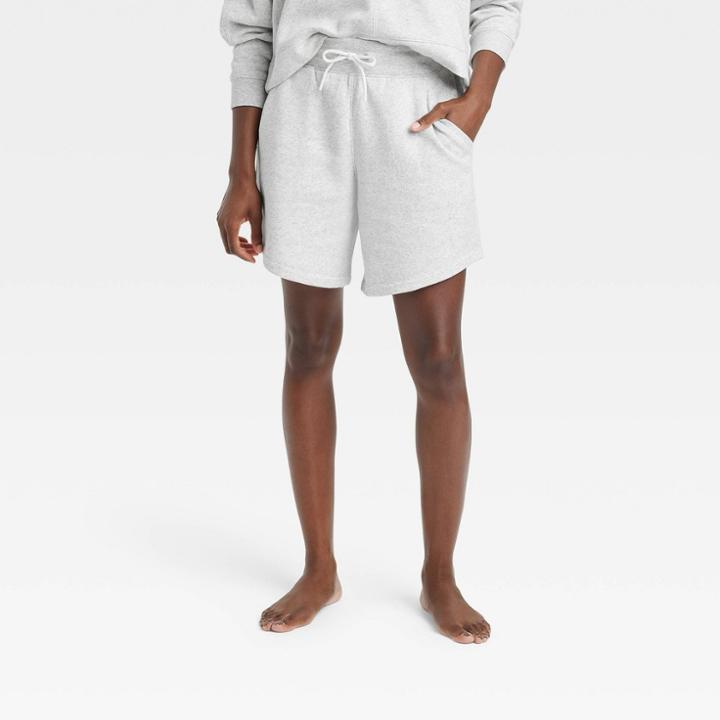Women's High-rise Cotton Fleece Shorts 8 - All In Motion Heathered Gray