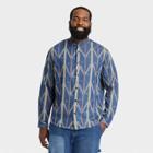 Houston White Adult Plus Size Printed Chambray Long Sleeve Button-down Shirt - Indigo Multi