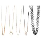 Target Women's Necklace Five Pk Choker Set With Wishbone Charm- Black
