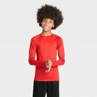 Boys' Long Sleeve Fitted Performance Crew Neck T-shirt - All In Motion Red