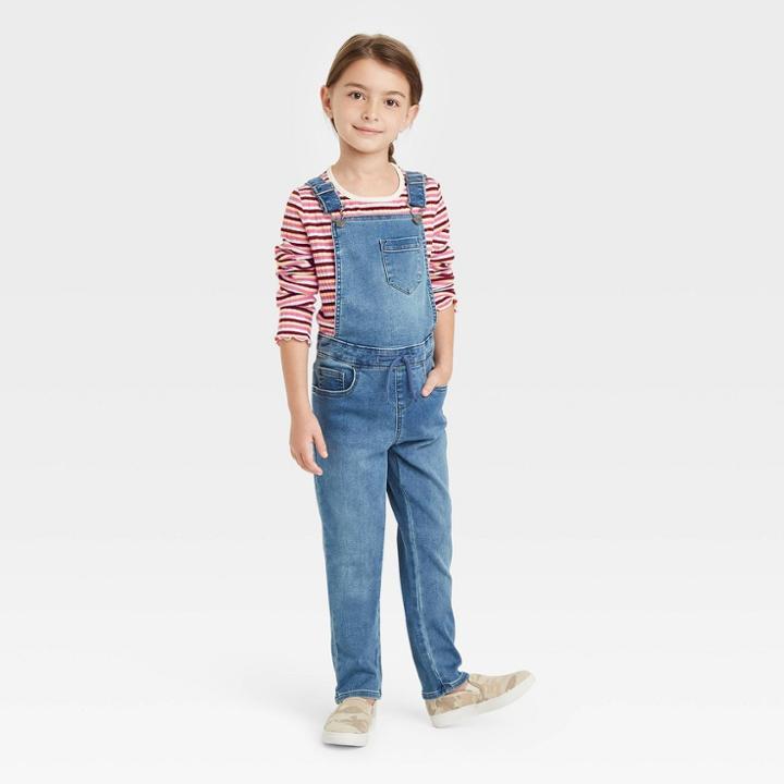 Girls' Soft Denim Overalls - Cat & Jack Light Wash