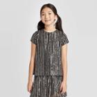 Petitegirls' Short Sleeve Sequin Shirt - Art Class Silver Xs, Girl's,