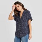 Women's Floral Print Short Sleeve Button-down Camp Shirt - Universal Thread Navy Xs, Women's,