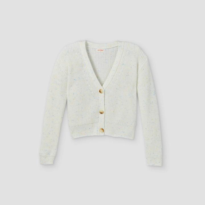 Girls' Short Button Cardigan - Cat & Jack Light Cream Xs,