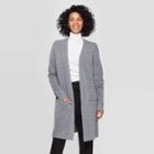 Women's Long Sleeve Cozy Sweater Cardigan - A New Day Gray M,