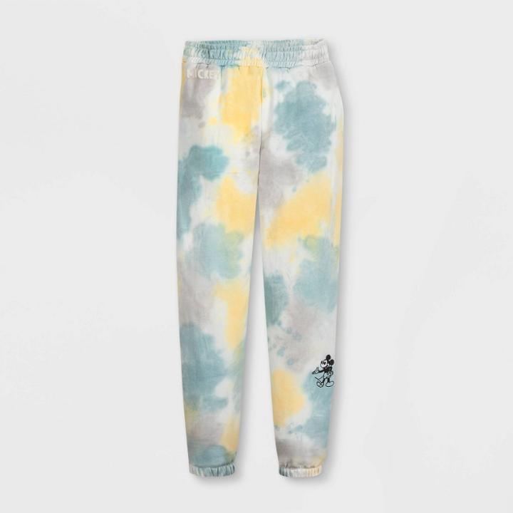 Men's Disney Mickey Mouse Tie-dye Fleece Jogger Pants - Blue Xxl - Disney