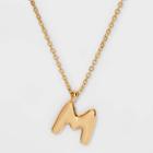 Puffy Initial Charm 'm' Pendant Necklace - Wild Fable Gold