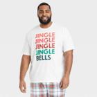 Men's Tall Plaid Jingle Bells Matching Holiday Pajama T-shirt - Wondershop White