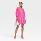 Women's Short Sleeve A-line Dress - A New Day Pink