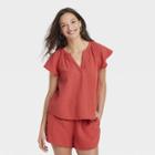 Women's Flutter Short Sleeve Blouse - Universal Thread Red