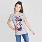 Mickey Mouse & Friends Girls' Minnie Mouse Witch Short Sleeve T-shirt - Heather Gray
