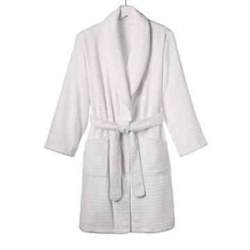 Wellbeing By Sunham L Ribbed Bathrobe White - Wellbeing By