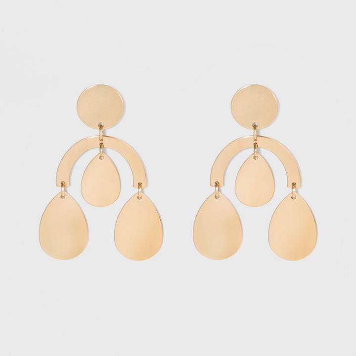 Half Circle With Shaky Teardrops Earrings - A New Day Gold