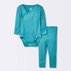 Baby Wide Rib Side Snap Bodysuit & Pants Set - Cloud Island Blue Newborn