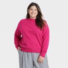 Women's Plus Size Crewneck Light Weight Pullover Sweater - A New Day Dark Pink
