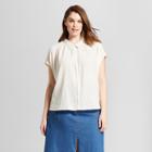 Women's Plus Size Short Sleeve Drapey Button-down - Universal Thread Ivory