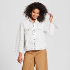 Women's Striped Long Sleeve Shrunken Trucker Jacket - Who What Wear Blue/white