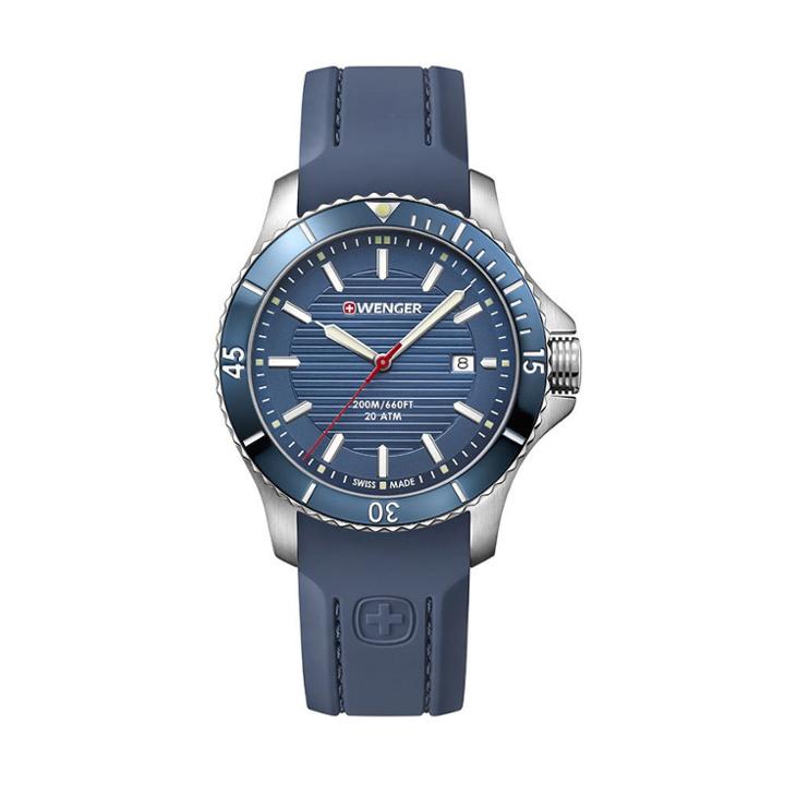 Men's Wenger Seaforce Diver - Swiss Made - Blue Dial Silicone Strap Watch - Blue