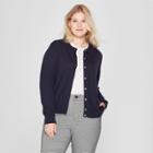 Women's Plus Size Long Sleeve Any Day Cardigan - A New Day Navy (blue)