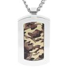 Men's Crucible Stainless Steel Camouflage Dog Tag Pendant Necklace - Brown, Khaki/silver