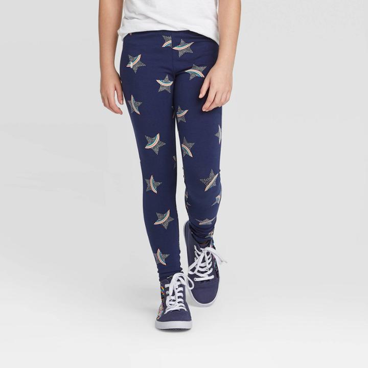 Girls' Rainbow Star Leggings - Cat & Jack Navy Xs, Girl's, Blue