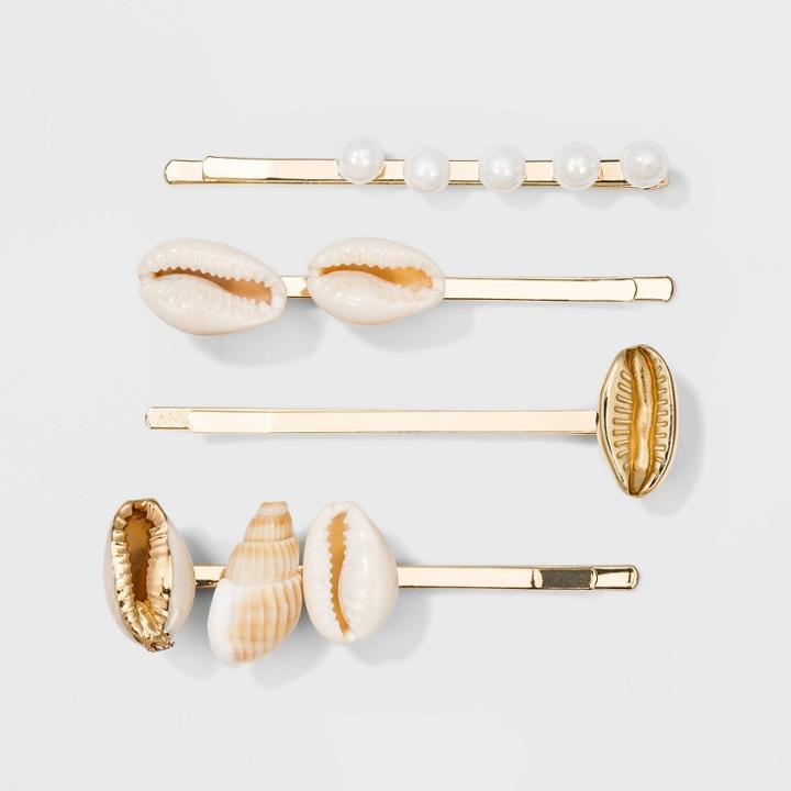 Shell And Pearl Bobby Hair Clips And Pins - A New Day Gold