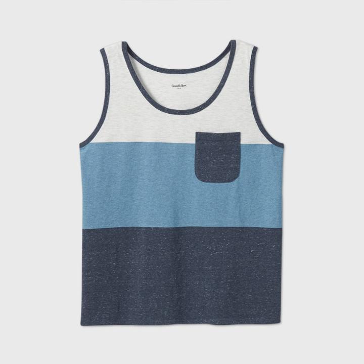 Men's Tall Color Block Standard Fit Novelty Tank Top - Goodfellow & Co Navy