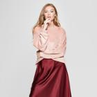 Women's Long Sleeve Velour Pullover - A New Day Pink