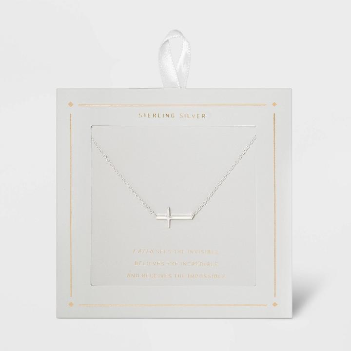 Distributed By Target Sterling Silver Horizontal Cross Station Necklace -
